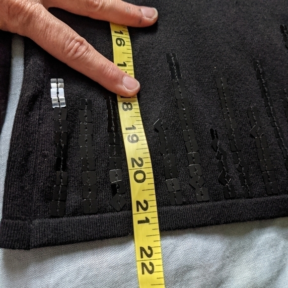 VINTAGE Black Mock Neck Square Line Sequin Sweater S - Picture 9 of 9